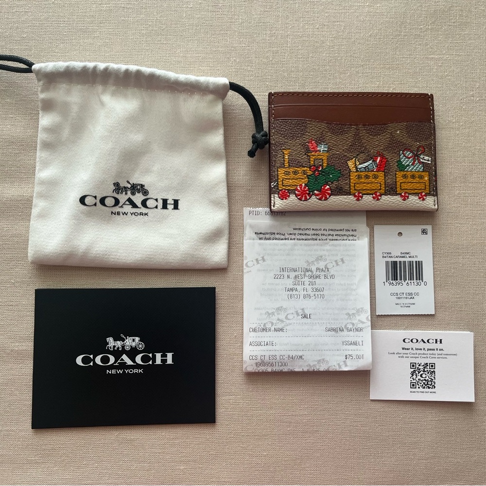 Coach Holiday Essential Card Case with Signature Canvas